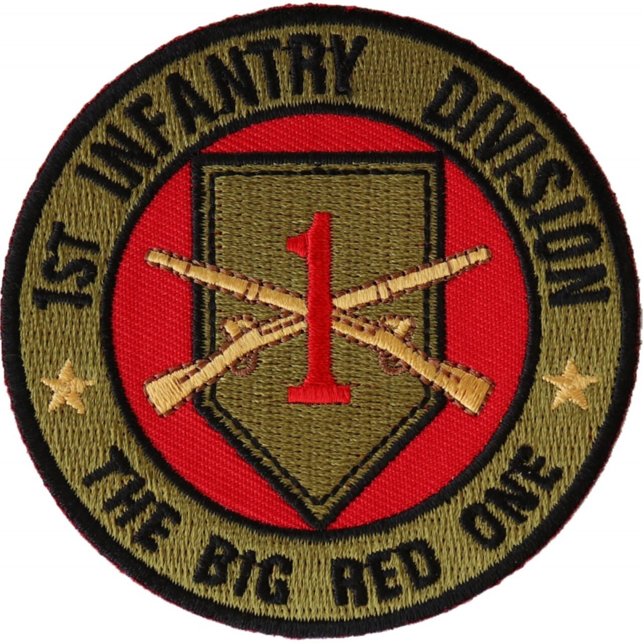 Patch, Embroidered Patch (Iron-On or Sew-On), 1st Infantry Division The Big Red One, 3" Round